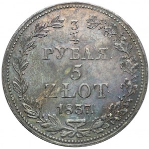 Zabór rosyjski, 5 złotych = 3/4 rubla 1837, Warszawa