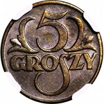 5 groszy 1925, ok. mennicze, kolor BN