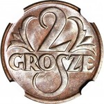 2 grosze 1927, mennicze, kolor BN
