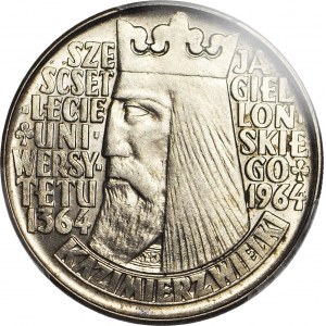 R-, 10 złotych 1964 Kazimierz Wielki, napis wypukły, SKRĘTKA 90 stopni w prawo, rzadkie