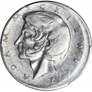 R-, 10 złotych 1975 Mickiewicz, niecentryczne bicie, DESTRUKT