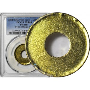 RRR-, 2 złote 2000, Milenium, blank typu 2-go z anpisem na rancie