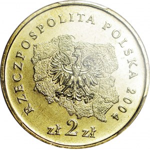 R-, 2 złote 2004, Województwo dolnośląskie, SKRĘTKA 45 st., rzadka