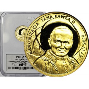 100 złotych 2014, Jan Paweł KANONIZACJA, złoto