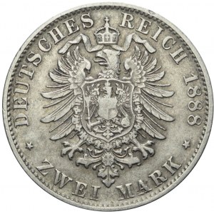 Niemcy, Bawaria, 2 marki 1888 D, Otto
