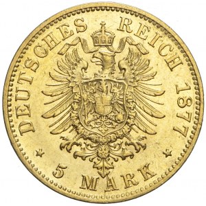 Niemcy, Saksonia, 5 marek 1877 E, Albert