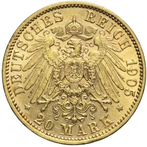 Niemcy, Saksonia, 20 marek 1905 E, Fryderyk August