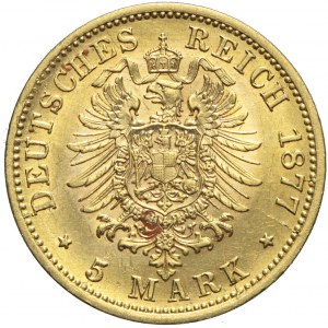 Niemcy, Wirtembergia, 5 marek 1877 F, Karol I