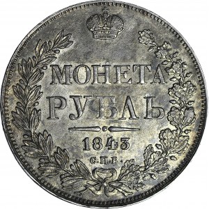Rosja, Mikołaj I, Rubel 1843 СПБ АЧ, Petersburg