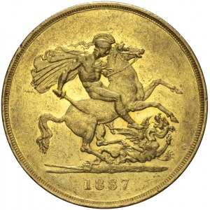 Wielka Brytania, 5 funtów 1887, Wiktoria