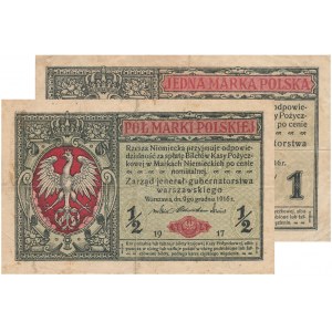 2 szt. 1/2 marki i 1 marka 1916 jenerał, ser. A