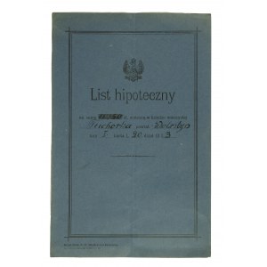TUCHORKA powiat wolsztyński LIST HIPOTECZNY datowany 17 stycznia 1929r.