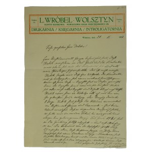 Drukarnia, Księgarnia / Introligatornia L. Wróbel Wolsztyn, druk z nagłówkiem firmowym, datowany 20.VI.1927r.