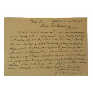 Kartka pocztowa skierowana do Marii Sapiehowej z Poznania, datowana 28.II.35r.