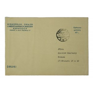 Wielkopolski Związek Chrześcijańskich Zrzeszeń Kupieckich, Poznań, 37 Marszałka Piłsudskiego St. - envelope printed by the association