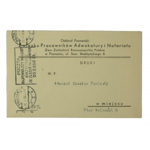 Poznan Branch of the Union of Workers of Advocacy and Notary Public of the Western Territories of the Republic of Poland in Poznan Sew. Mielżyńskiego 6 - printed envelope + power of attorney for litigation