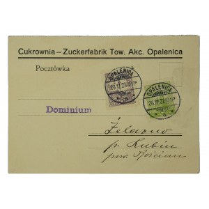 Majętność ŻELAZNO - Cukrownia Zuckerfabrik Tow. Akc. Opalenica, korespondencja z dnia 25.12.1927r.