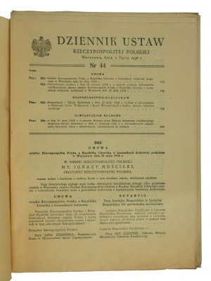 Dziennik Ustaw Rzeczypospolitej Polskiej nr 44 - 53 z roku 1938