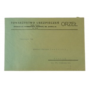 Towarzystwo Ubezpieczeń ORZEŁ, Regionaldirektion Poznań, ul. Jasna 14, Umschlag mit der Werbeaufschrift