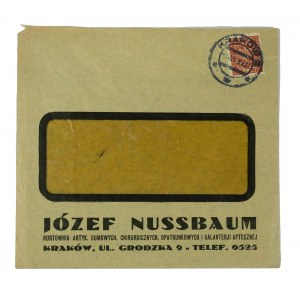 Joseph Nussbaum Großhandel mit Gummi-, Chirurgie-, Verband- und Apothekenartikeln - vorgedruckter Umschlag