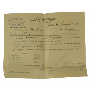 NAWROCKI Court bailiff LESZNO Wielkopolskie - notice of execution without effect, 27.X.1931.