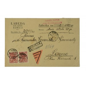 ŁABĘDA Komornik Sądowy RAWICZ - koperta z licznymi znaczkami i stemplami w tym z E-rką
