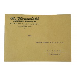 St. Kowalski Building Materials, Poznań Plac Wolności 17 - company-printed envelope