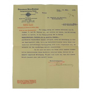 RUBEROIDWERKE Aktiengesellschaft Zweigniederlassung Danzig - Briefumschlag und Druck mit Briefkopf, 14.III.1932.