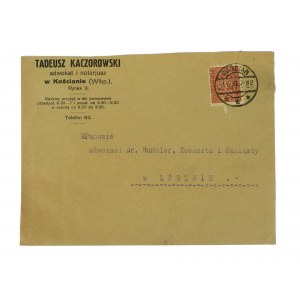 Tadeusz Kaczorowski attorney and notary in Koscian - envelope with advertising print, 3.6.30r.