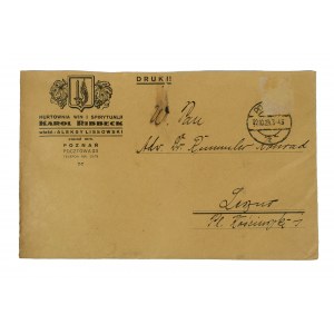 Hurtownia Win i Spirytualji Karol RIBBECK owner : Aleksy Lissowski, POZNAŃ ul. Pocztowa 23 - envelope with company imprint, 22.10.1929r.