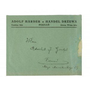 Adolf Harder Handel drzewa POZNAŃ Górna Wilda 134a - koperta z nadrukiem firmowym
