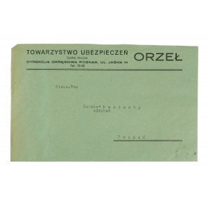 Towarzystwo Ubezpieczeń Orzeł Poznań ul. Jasna 14 - envelope with letterhead