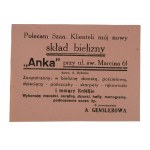 Zestaw 7 sztuk reklam / ulotek Skład bielizny ANKA, Poznań św. Marcin 61