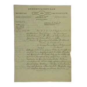 Biuro Detektywne GREIF Poznań, Fr. Ratajczaka 15 (Apollo) - korespondencja na druku z nagłówkiem firmowym