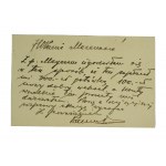 Michal Famula architect, builder, former head of the State Construction Office - business card with correspondence [manuscript].