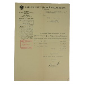 Zakład Ubezpieczeń Wzajemnych w Poznaniu Plac Nowomiejski 8 - druk z nagłówkiem reklamowym, 31 sierpnia 1935r.
