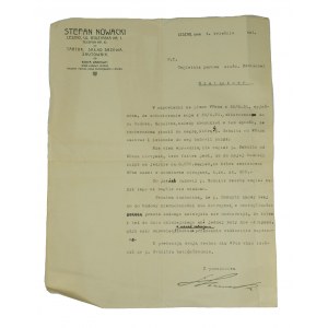 Stefan Nowacki Sawmill, timber yard, shotblasting machine LESZNO Rydzyńska Street No. 1, correspondence on paper with advertising print, September 4, 1931.