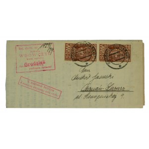 WDOWCZYK Gerichtsvollzieher GRODZISK - ungeöffnete Korrespondenz, Postumlauf, Briefmarken, Gebührenmarken