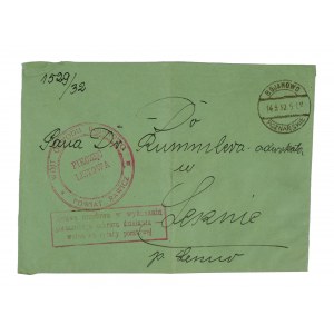 Mayor of Bojanowo district, Rawicz county - envelope with mayor's stamp, 14.5.32r.