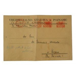 Ubezpieczalnia Krajowa w Poznaniu ul. Mickiewicza 2 - koperta z nagłówkiem reklamowym, z obiegu pocztowego