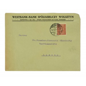 Westbank Co-operative Bank WOLSZTYN - envelope with advertising letterhead