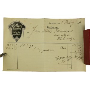 A. Franz, BYDGOSZCZ Handwerksbetrieb - Rechnung auf Druck mit Briefkopf,1916.