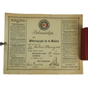 Patriotischer Frauenverein INOWROCŁAW - Abdruck der Übergabe von 10 Kilogramm gekochtem Obst anlässlich des Geburtstags der Kaiserin, 22.10.1915.