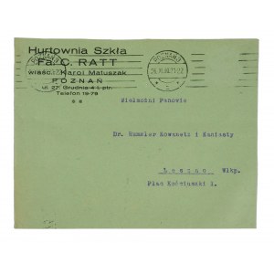 Wholesale glassware Fa. C. Ratt owned by Karol Matuszak POZNAŃ 27 December 4 - envelope with letterhead