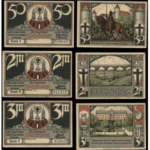 Pomorze, zestaw: 50 fenigów, 2 marki i 3 marki, 1922