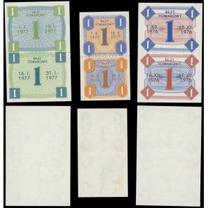 Polska, zestaw biletów towarowych na cukier, 1976-1977