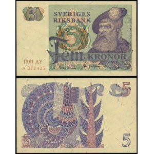 Szwecja, 5 koron, 1981