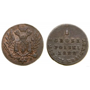 Polska, 1 grosz z miedzi krajowej, 1822 IB, Warszawa