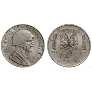 Albania, 1 lek, 1939 R, Rzym