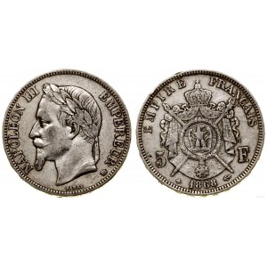 Francja, 5 franków, 1868 BB, Strasbourg